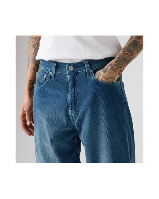 Levi's Blue 568 Loose Straight Corduroy Pants for men