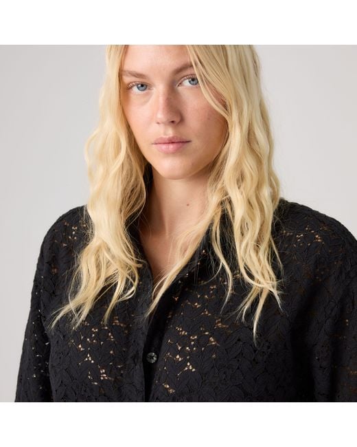Levi's Black Harlie Short Sleeve Lace Shirt