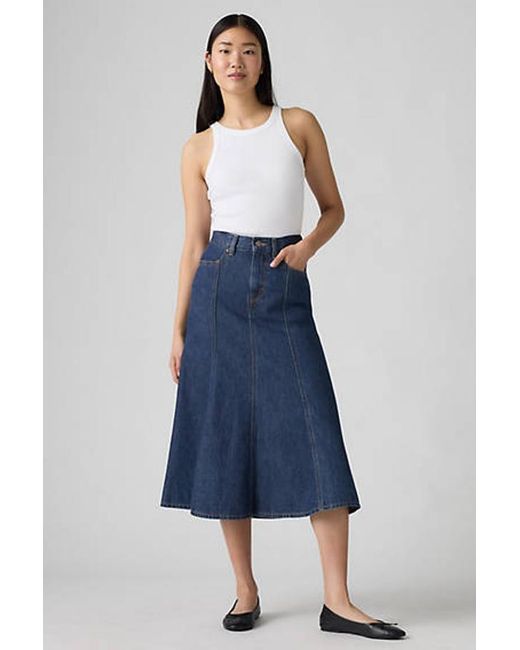 Levi's Blue Fit And Flare Skirt