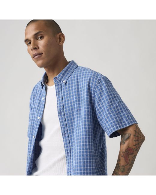 Levi's Blue Short Sleeve Authentic Button Down Shirt for men