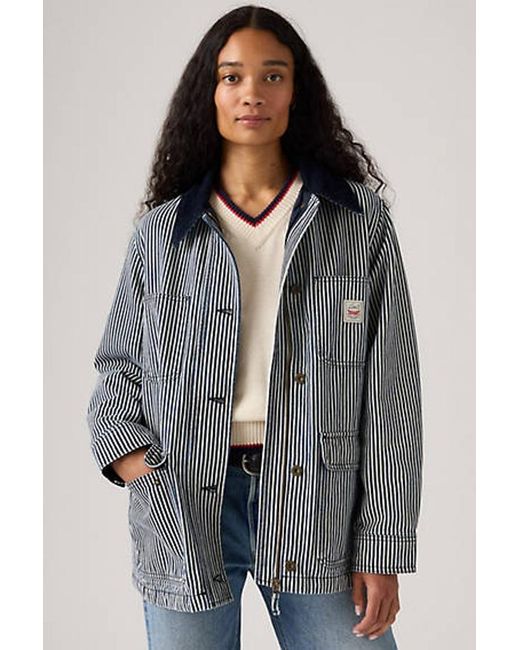 Levi's Bree Barn Gestreepte Jas in het Gray