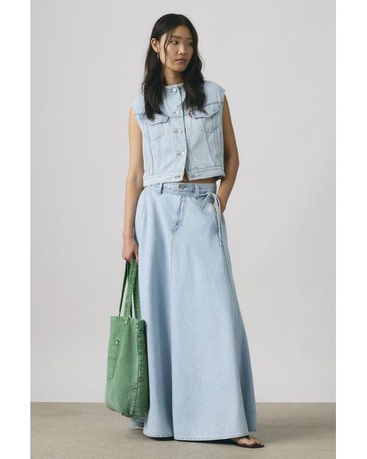 Levi's Blue Collarless Shrunken '90S Lightweight Trucker Vest