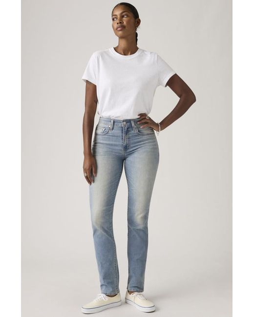 Levi's Blue 724 High Rise Straight Lightweight Jeans