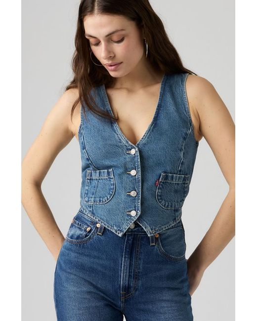 Levi's Blue Tailored Lightweight Denim Vest