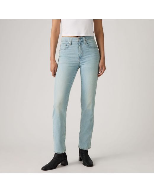 Levi's Blue 724 High Rise Straight Lightweight Jeans