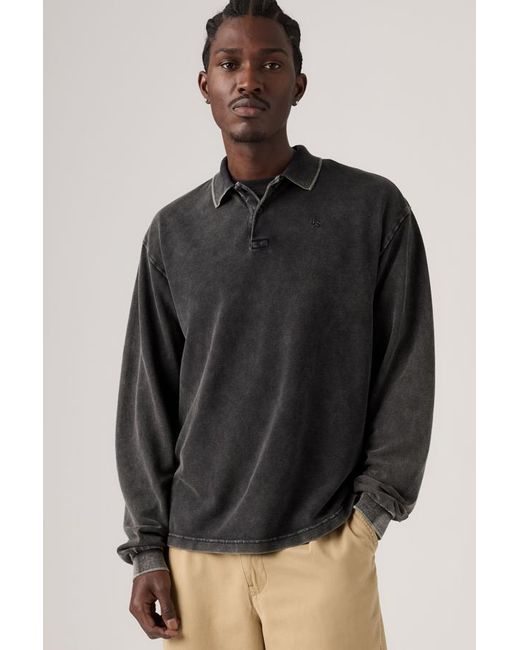 Levi's Black Long Sleeve Finn Boxy Polo for men