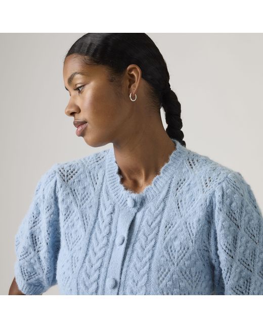 Levi's Blue Pauline Pointelle Short Sleeve Cardigan