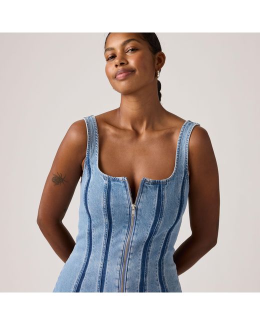 Levi's Blue Seamed Zip Dress