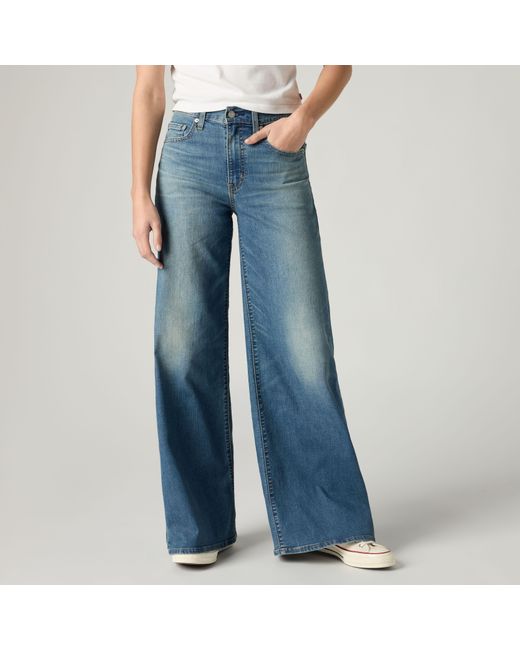 Levi's Blue 728 High Rise Wide Leg Lightweight Jeans