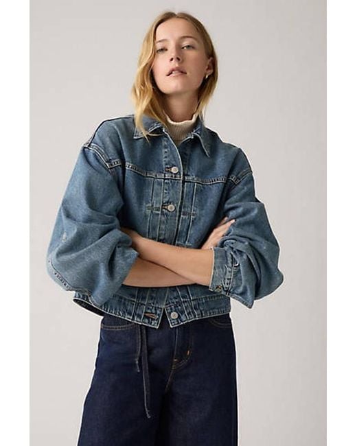 Levi's Trucker Jacket Met Ballonmouwen in het Blue
