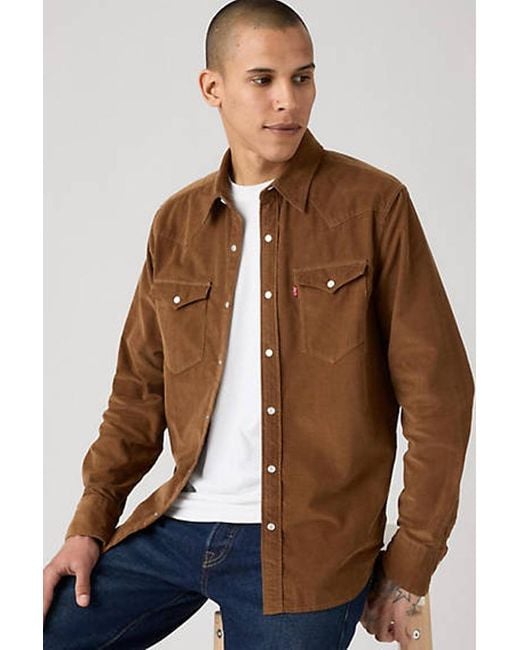 Levi's Brown Barstow Standard Fit Western Corduroy Shirt for men