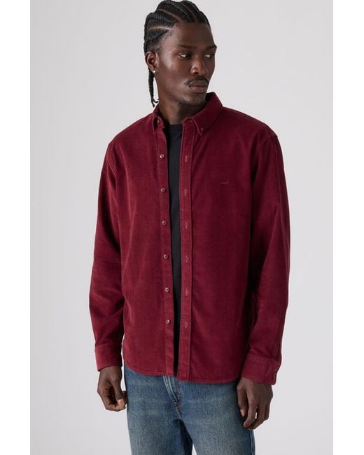 Levi's Red Authentic Button Up Corduroy Shirt for men