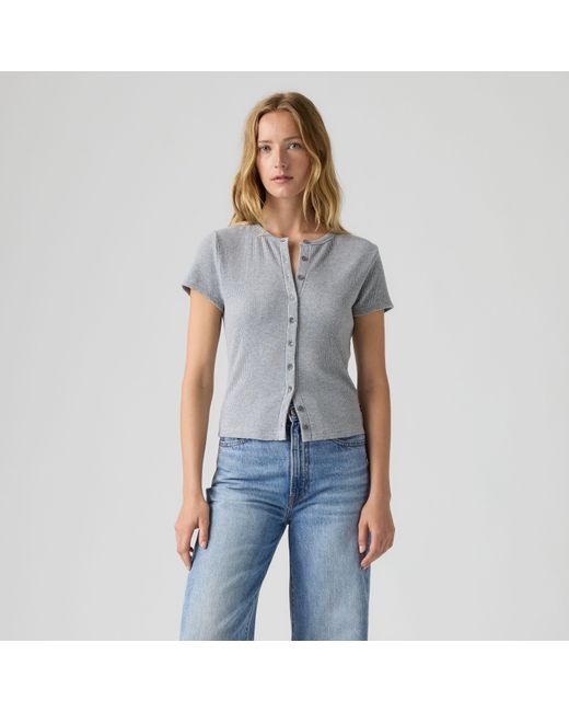 Rory Button Through Tee Levi's de color Gray