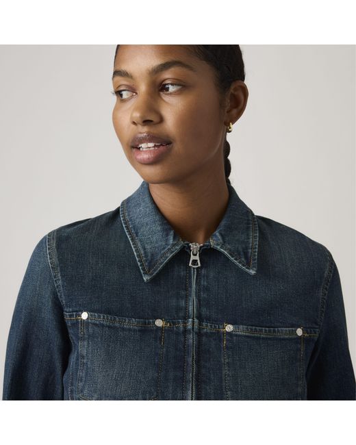 Levi's Blue Y2K Stretch Fitted Trucker Jacket