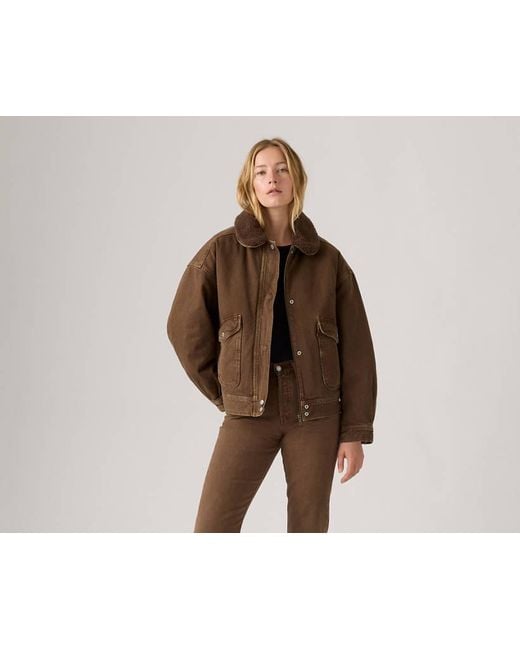 Giacca Bomber Sherpa di Levi's in Brown