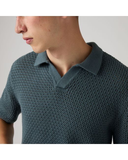 Levi's Blue Dillon Open Collar Polo for men