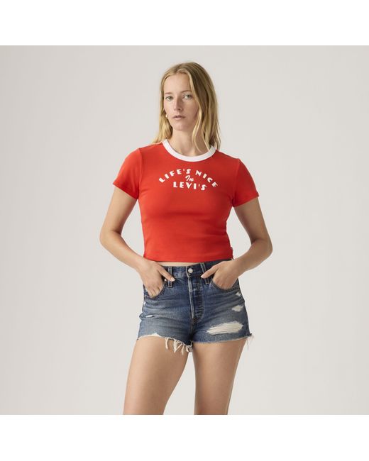 Minicamiseta Estampada Ringer Levi's de color Red