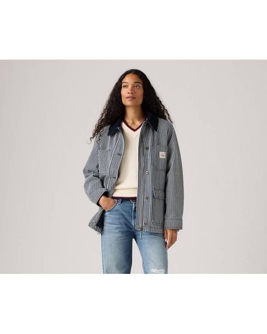 Levi's Bree Barn Gestreepte Jas in het Gray