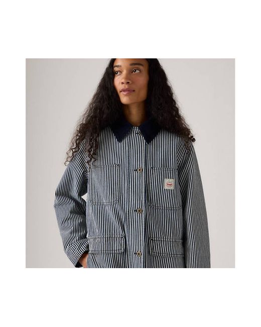 Levi's Bree Barn Gestreepte Jas in het Gray