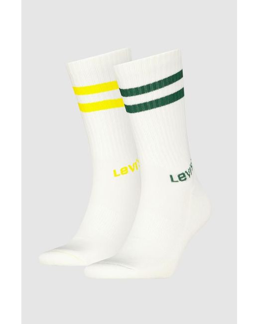 Levi's Green Regular Cut Sport Stripe Socks 2 Pack for men