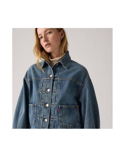 Levi's Trucker Jacket Met Ballonmouwen in het Blue