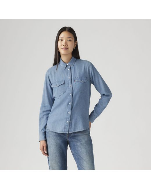 Levi's Blue Iconic Western Linen+ Denim Shirt