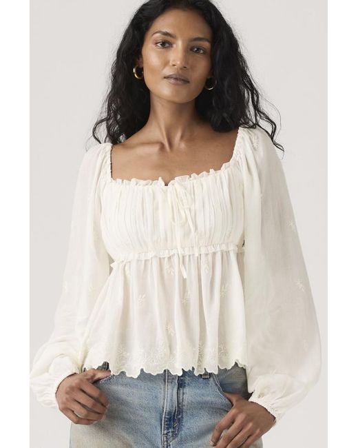 Levi's White Ottie Long Sleeve Boho Blouse