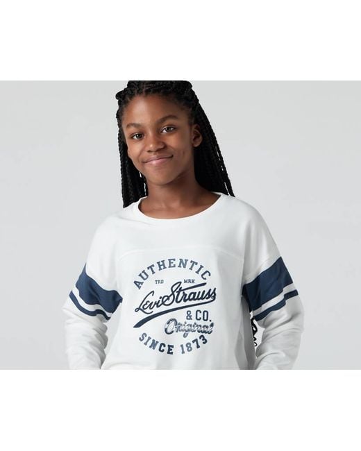 T Shirt Universitaria A Maniche Lunghe Per Adolescenti di Levi's in White