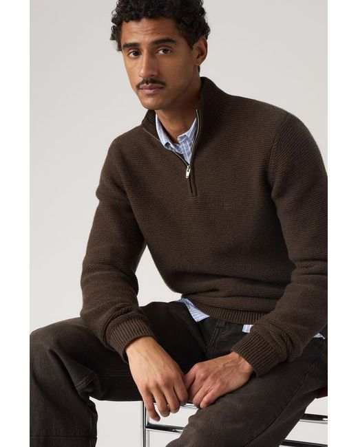Levi's Black Housemark Quarter Zip Sweater for men