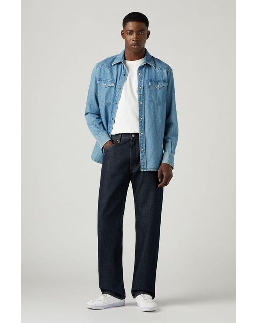Levi's Blue 555 Relaxed Straight Jeans for men