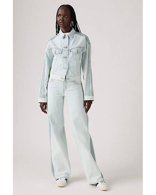 Jeans Loose Con Strisce A Vita Molto Bassa di Levi's in White