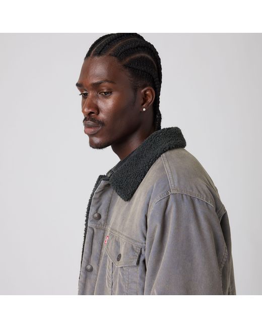 Levi's Gray Relaxed Sherpa Corduroy Trucker Jacket for men