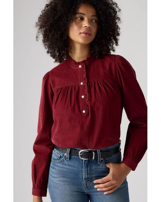 Levi's Red Perla Long Sleeve Blouse