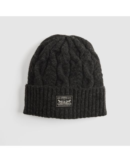 Levi's Blue Holiday Cable Knit Backpatch Beanie