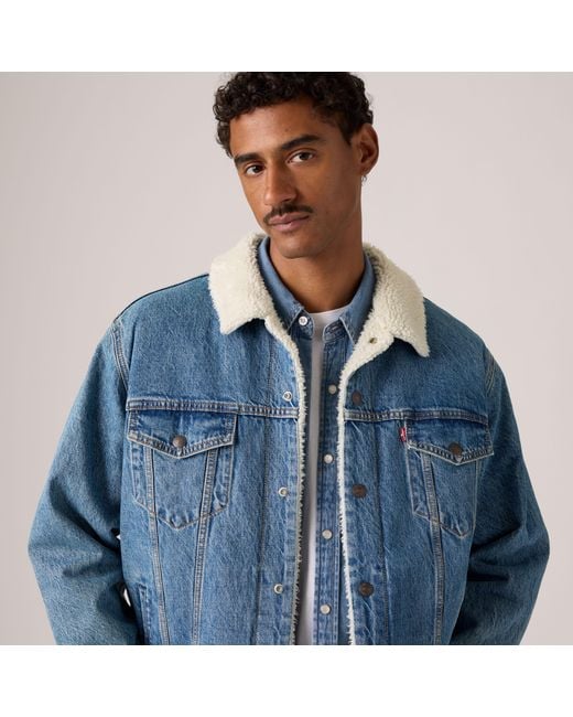 Levi's Blue Relaxed Sherpa Trucker Jacket for men