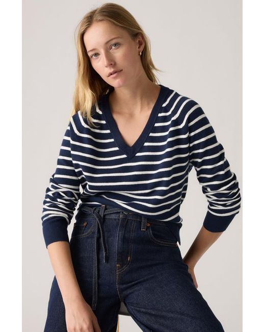 Levi's Blue Supersoft V Neck Pullover Sweater