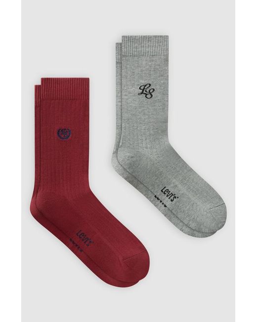 Regular Cut Socks 2 Pack Levi's de hombre de color Red