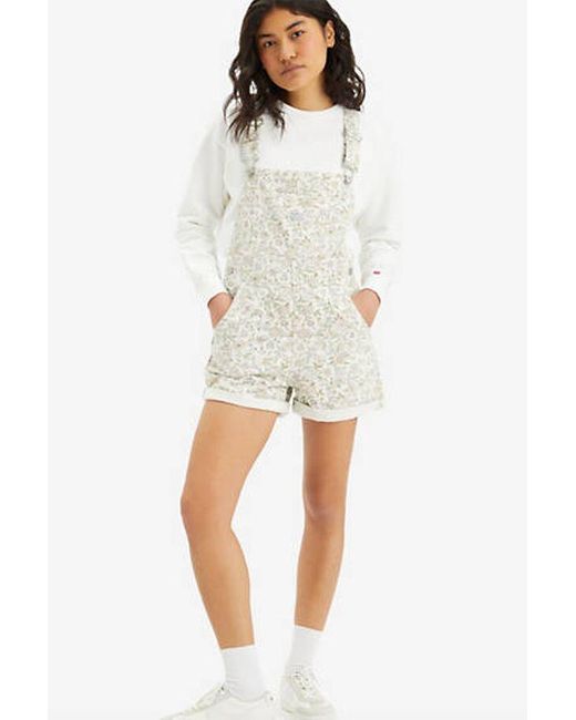 Levi's White Vintage Latzshorts