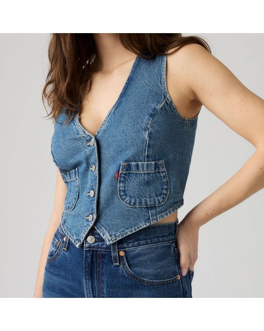 Levi's Blue Tailored Lightweight Denim Vest