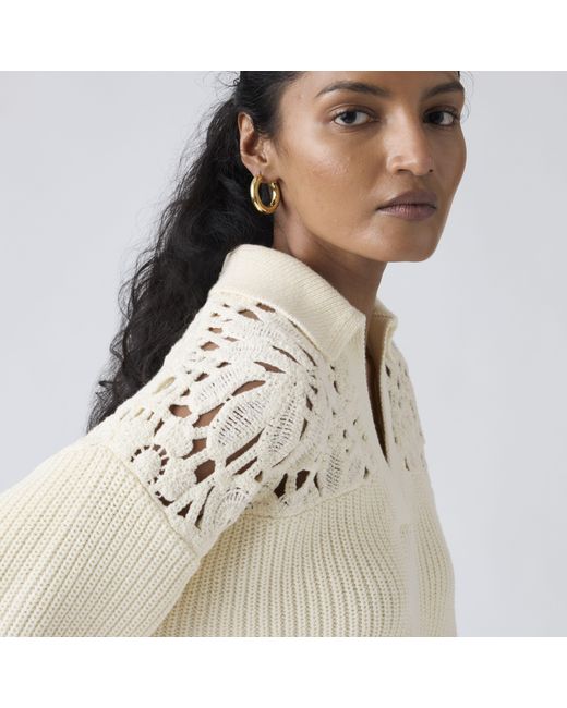 Levi's Natural Bianca Crochet Polo Sweater