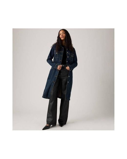 Giacca Trucker Lunga Con Pelliccia di Levi's in Blue