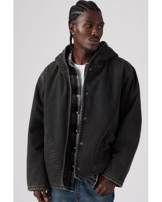 Levi's Black Deck Hoodie Sherpa Jacket for men