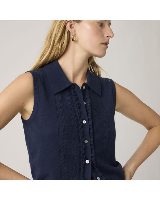 Levi's Blue Supersoft Mini Ruffle Vest Top