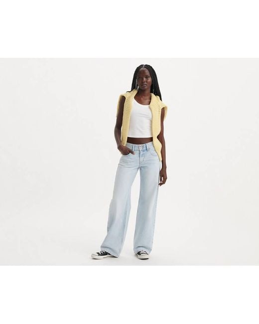 Levi's White Superlow Loose Jeans