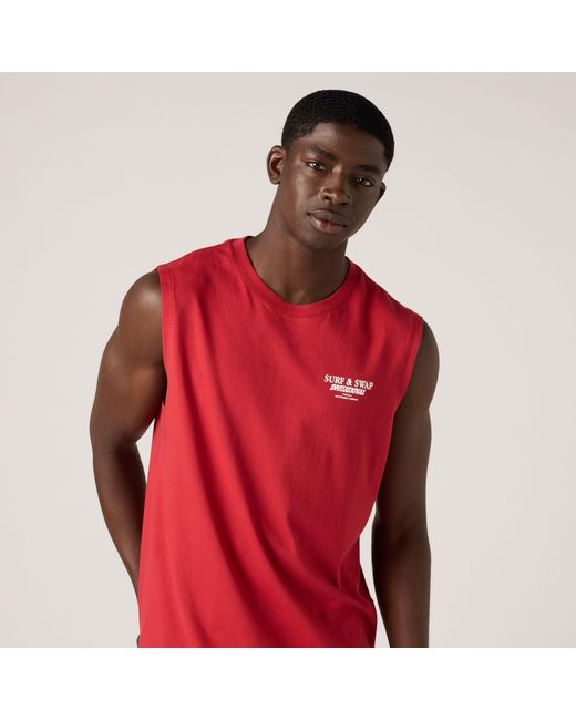 Levi's Red Graphic Muscle Tank Top for men