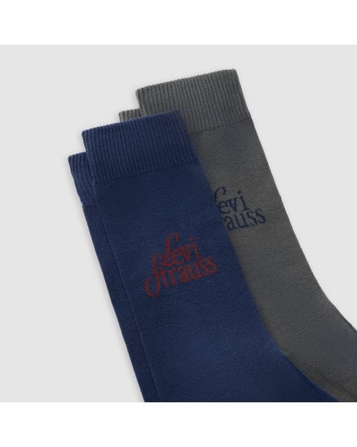 Levi's Blue Regular Cut Logo Socks 2 Pack for men