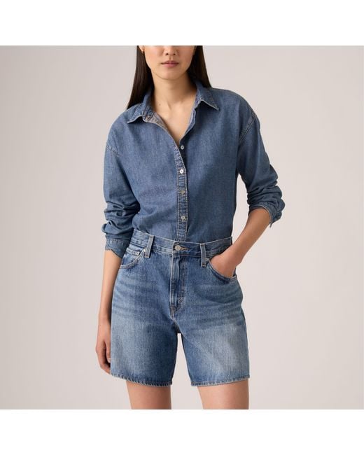 Levi's Blue High Rise Baggy Shorts
