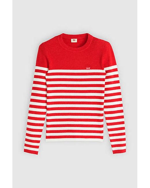 Pull Over Col Rond Maille Côtelée Levi's en coloris Red