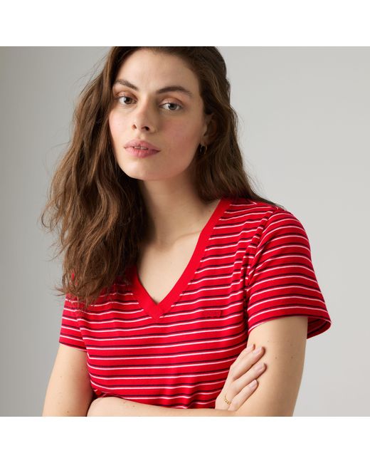 Levi's Red Favorite Cotton V Neck Tee