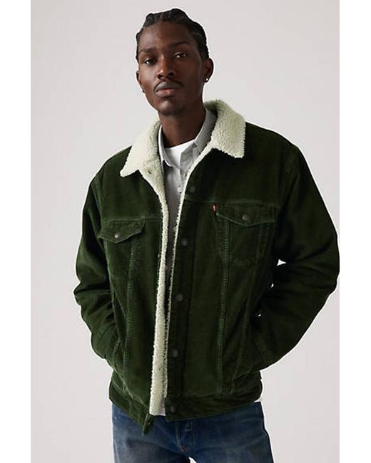 Levi's Green Relaxed Fit Sherpa Trucker Jacket for men
